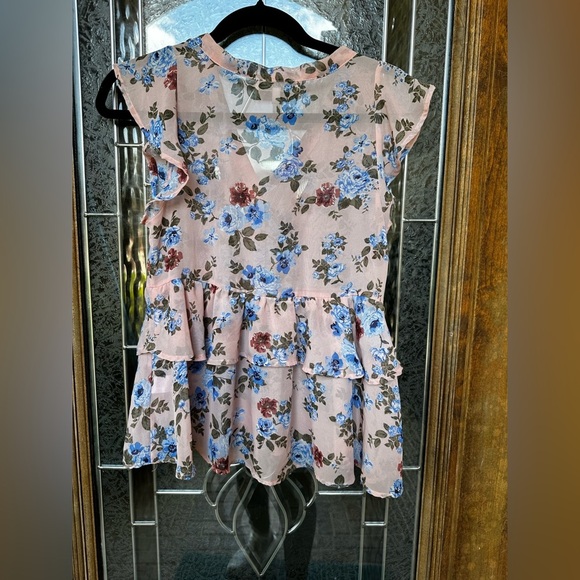 Crave Fame Pink and Blue Floral Blouse - Picture 5 of 7